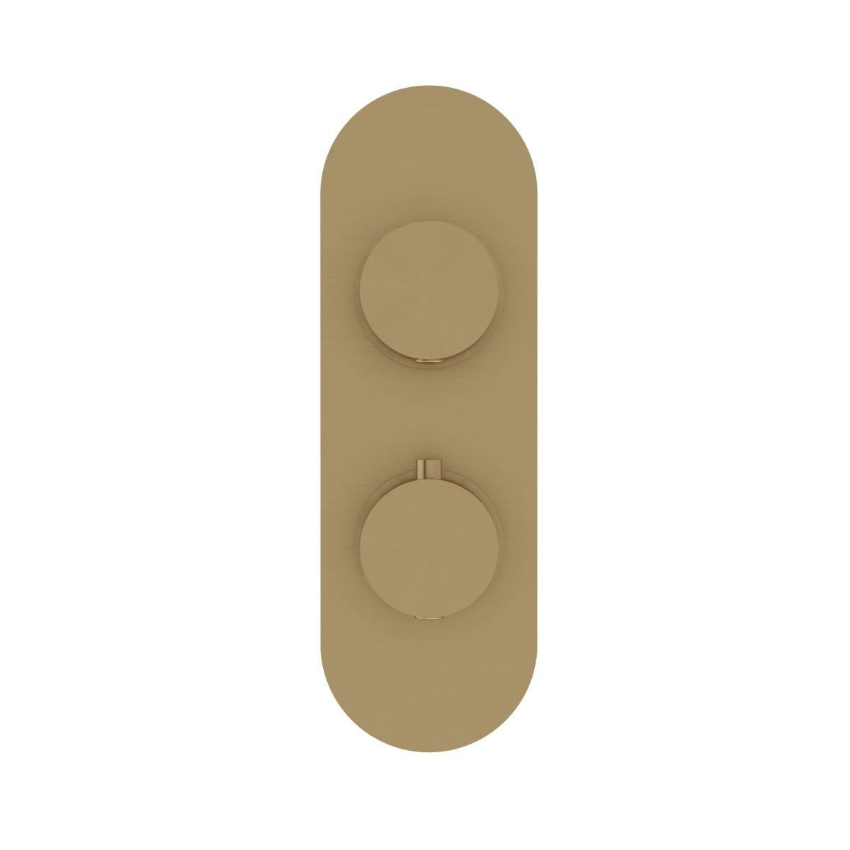 Fairford Element Brushed Brass Round Concealed Twin Shower Valve with Diverter, 2 Outlet