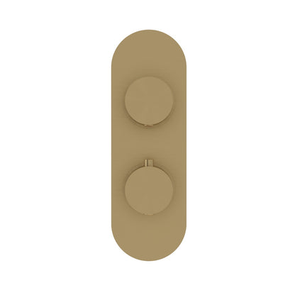 Fairford Element Brushed Brass Round Concealed Twin Shower Valve with Diverter, 2 Outlet