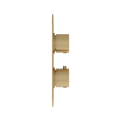 Fairford Element Brushed Brass Round Concealed Twin Shower Valve with Diverter, 2 Outlet