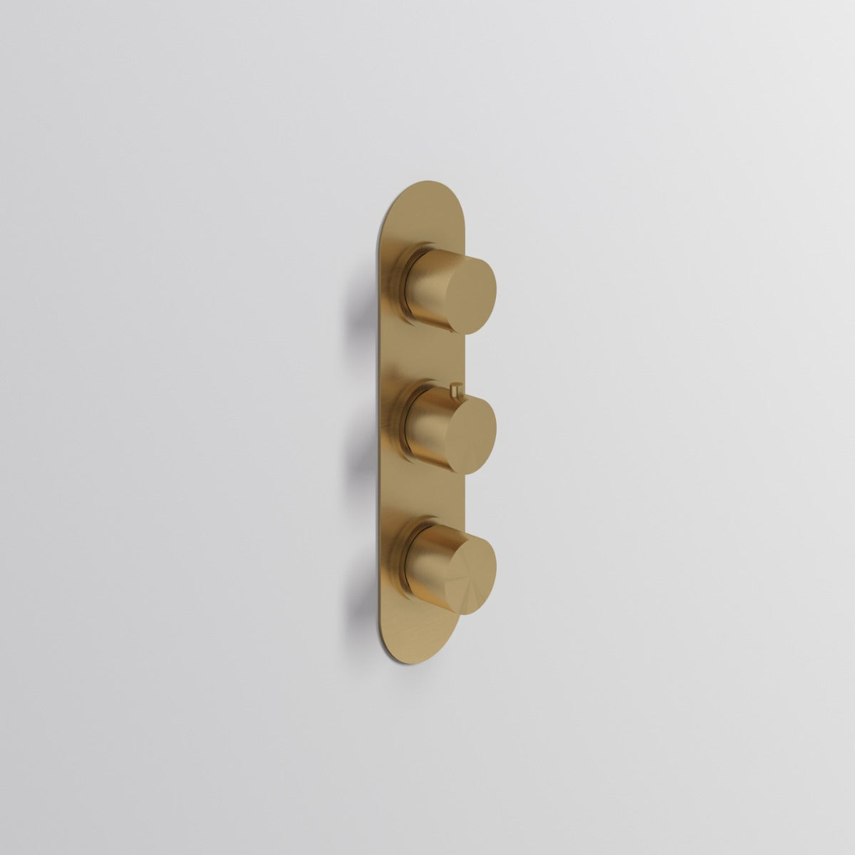 Fairford Element Brushed Brass Round Concealed Triple Shower Valve, 2 Outlet