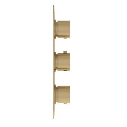 Fairford Element Brushed Brass Round Concealed Triple Shower Valve with Diverter, 3 Outlet