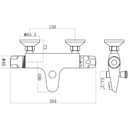 Fairford Carton Wall Mounted Thermostic Bath Shower Mixer