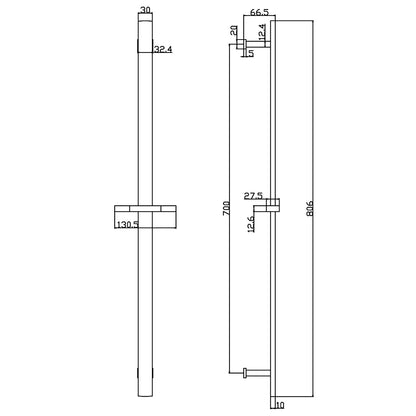 Fairford Element 5 Concealed Shower Kit with Slide Rail Kit, Ceiling Mounted Rain Head and Bath Overflow Filler, Chrome