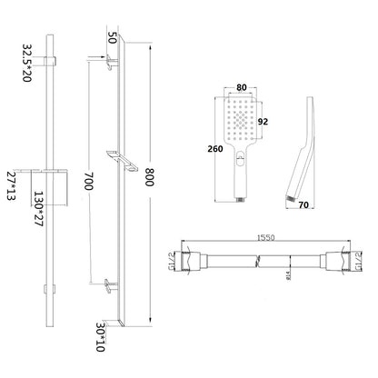 Fairford Una Concealed Shower Kit with Slide Rail Kit and Wall Mounted Rain Head, Chrome