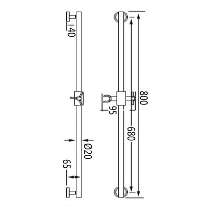 Fairford Doccia Matt Black Round Slide Rail Kit