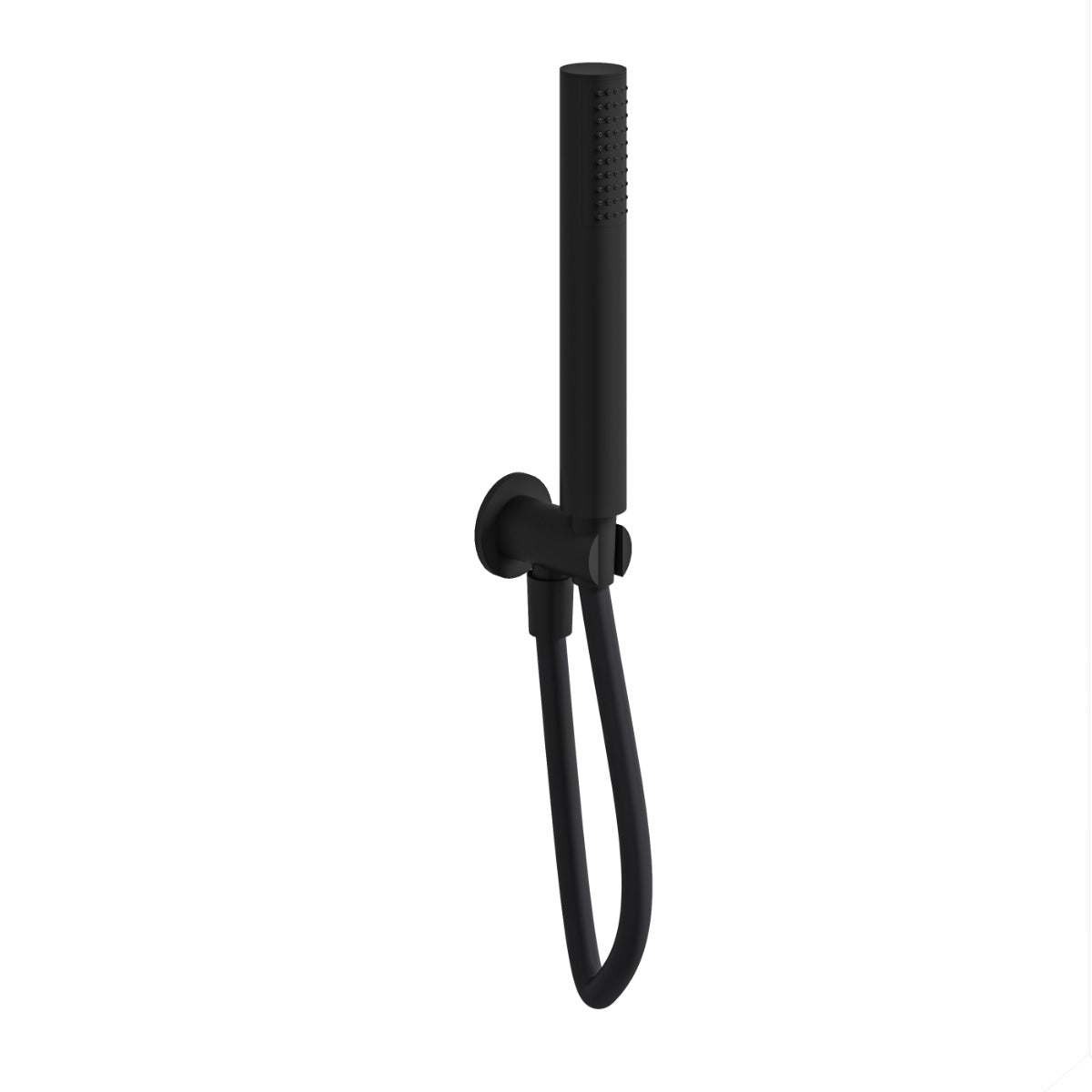 Fairford Element Round Matt Black Handset with Outlet Elbow, Bracket and Hose