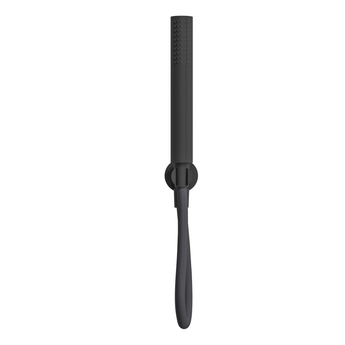 Fairford Element Round Matt Black Handset with Outlet Elbow, Bracket and Hose