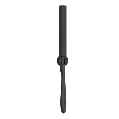 Fairford Element Round Matt Black Handset with Outlet Elbow, Bracket and Hose