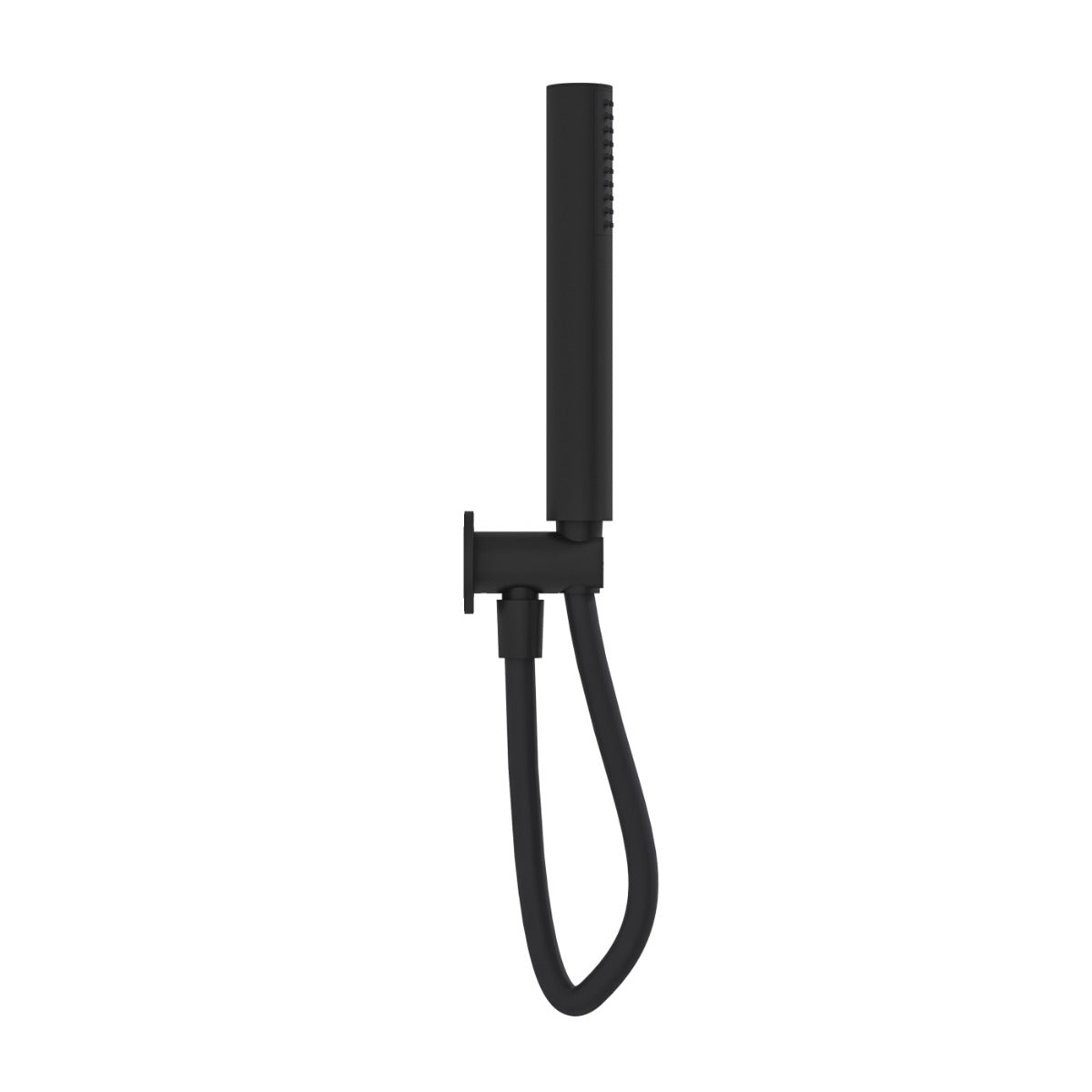 Fairford Element Round Matt Black Handset with Outlet Elbow, Bracket and Hose