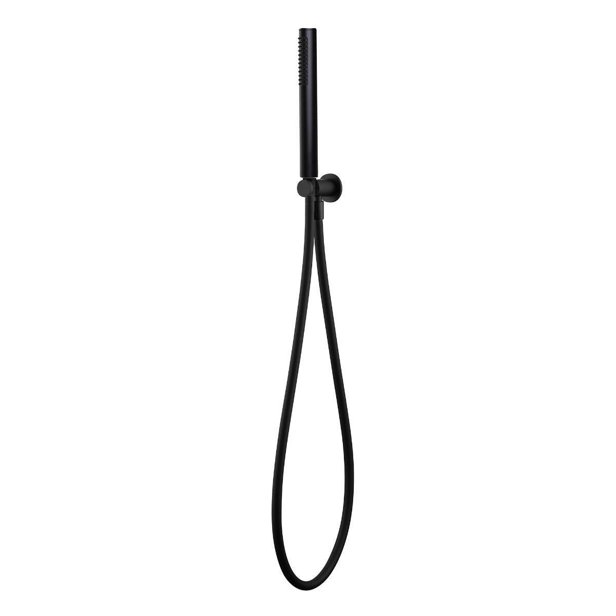 Fairford Element Round Matt Black Handset with Outlet Elbow, Bracket and Hose