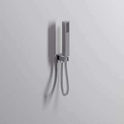 Fairford Una Square Handset with Outlet Elbow, Bracket and Hose, Chrome