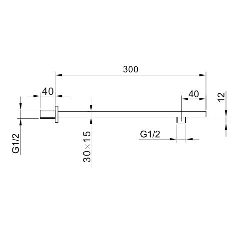 Fairford Una Matt Black 300mm Square Wall Mounted Arm