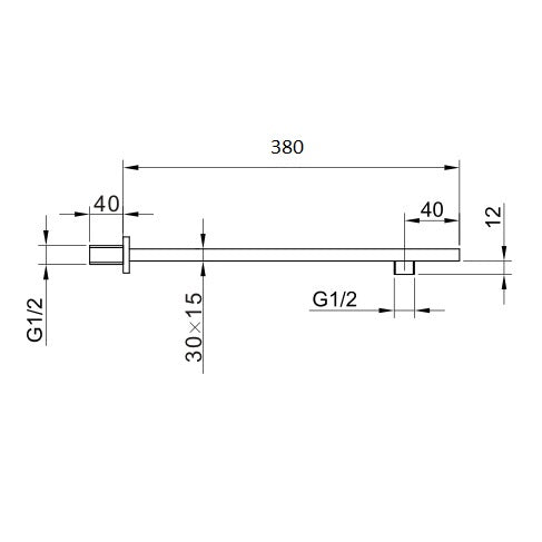 Fairford Una 380mm Square Wall Mounted Arm, Chrome