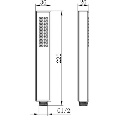 Fairford Pro Solid Square Brass Shower Handset