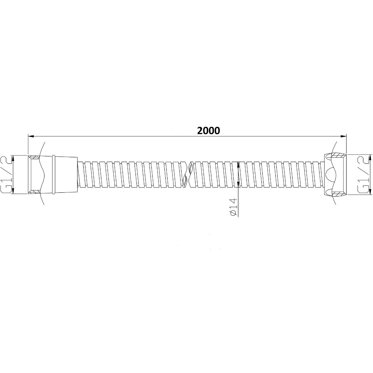 Fairford 2.0m Standard Replacement Shower Hose