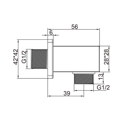 Fairford Una Square Outlet Elbow, Chrome