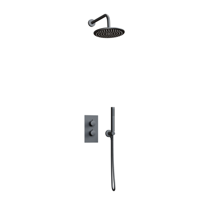 Fairford Element 7 Matt Black Concealed Shower Kit with Overhead, Handset and Bracket