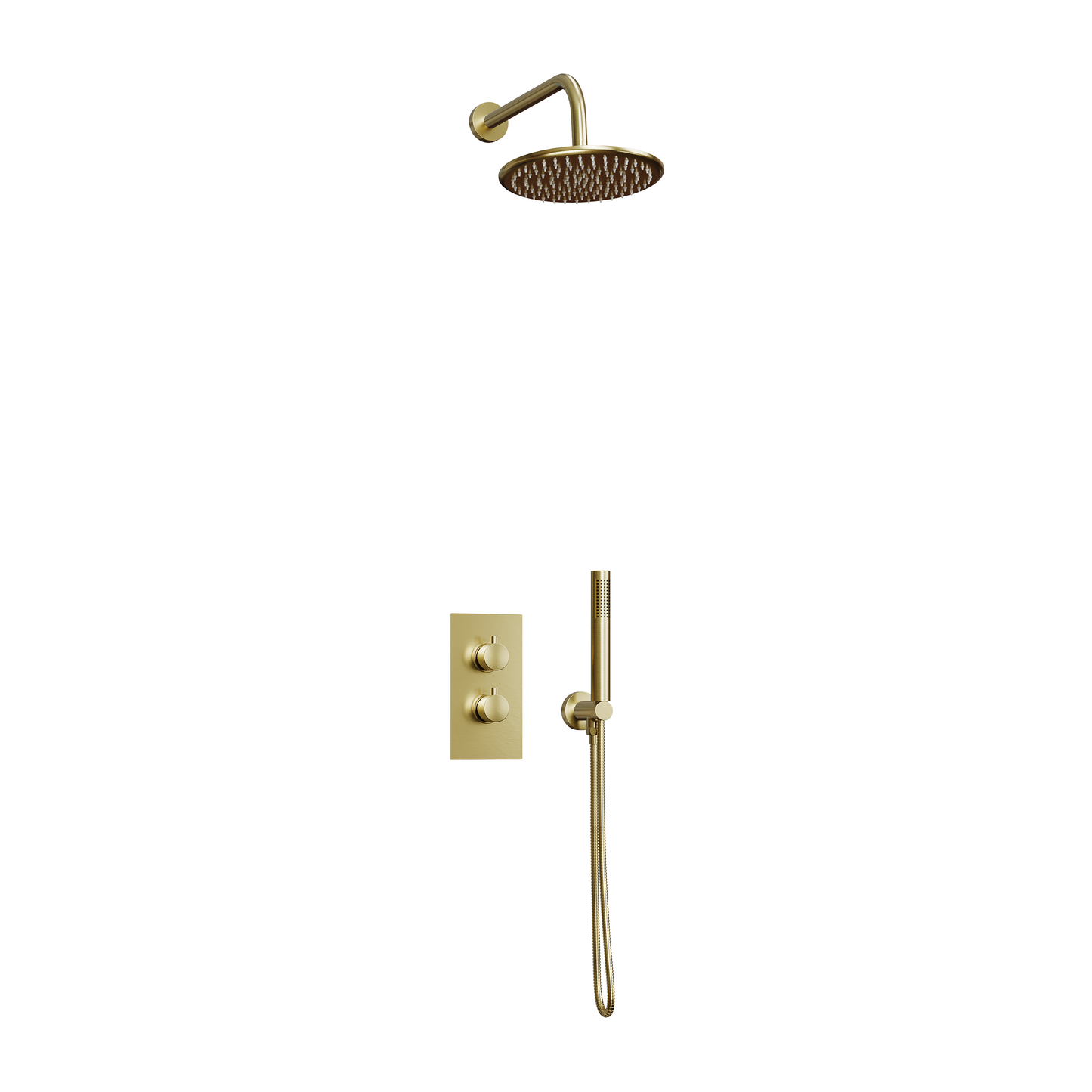 Fairford Element 7 Brushed Brass Concealed Shower Kit with Overhead, Handset and Bracket