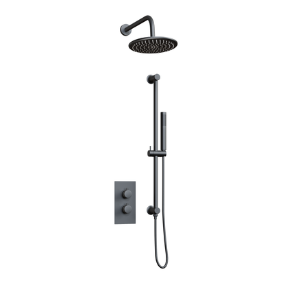 Fairford Element 7 Matt Black Concealed Shower Kit with Overhead and Slide Rail Kit