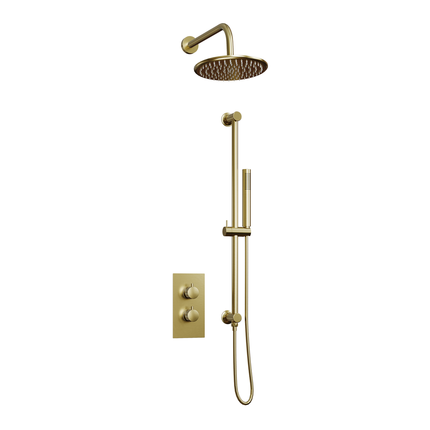 Fairford Element 7 Brushed Brass Concealed Shower Kit with Overhead and Slide Rail Kit