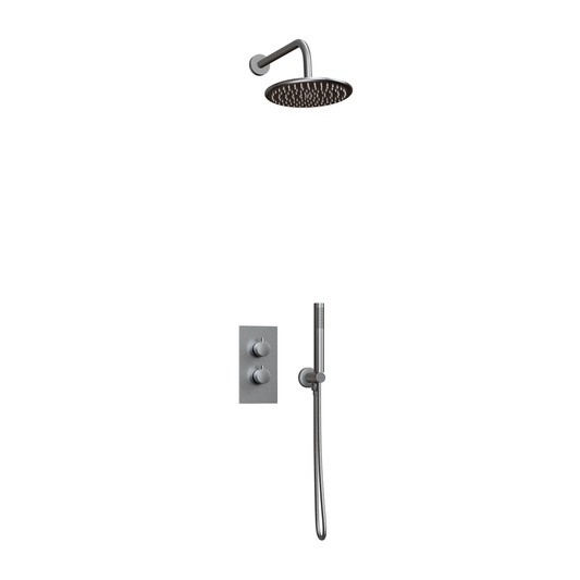 Fairford Element 7 Gunmetal Concealed Shower Kit with Overhead and Handset