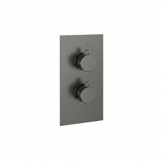Fairford Element 7 Gunmetal Twin Shower Valve, 2 Outlet