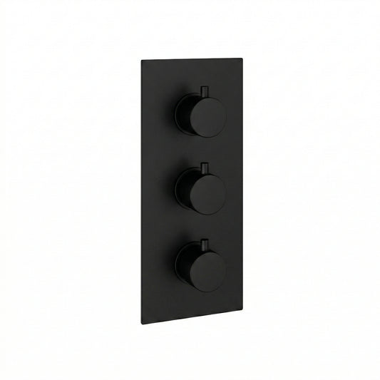 Fairford Element 7 Matt Black Triple Shower Valve, 3 Outlet