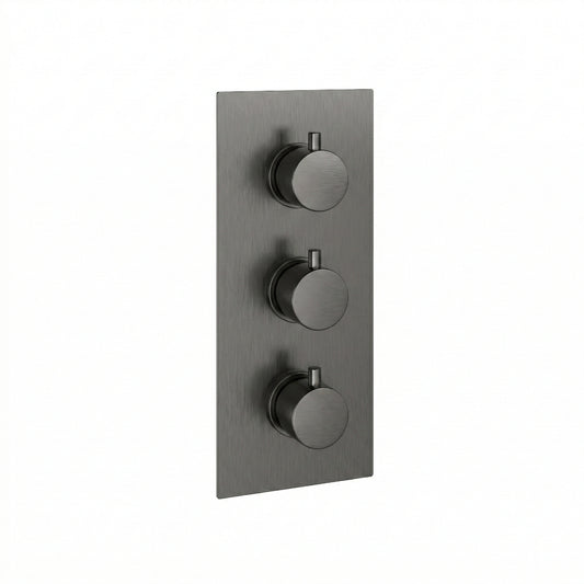 Fairford Element 7 Gunmetal Triple Shower Valve, 3 Outlet