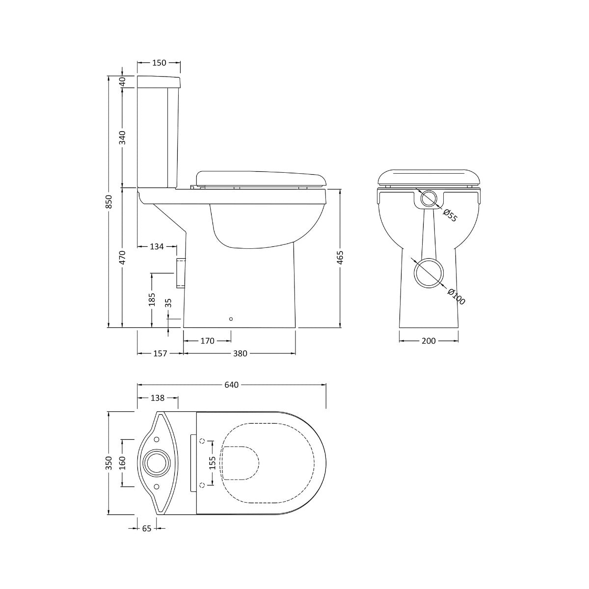 Fairford Hora Comfort Height Close Coupled Toilet with Seat