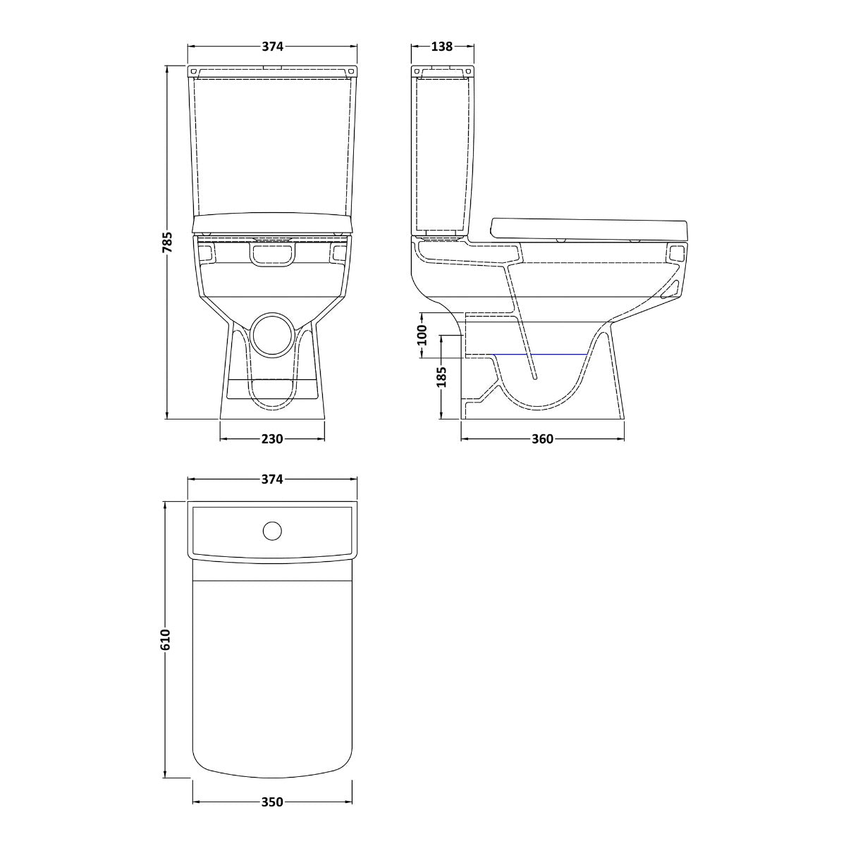 Fairford Mellow Close Coupled Toilet with Soft Close Seat