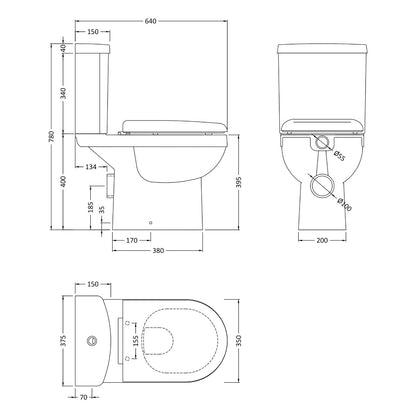 Fairford Hora Close Coupled Toilet with Soft Close Seat