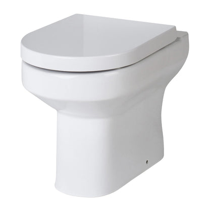 Dezine Clyde Gloss White 1500mm Pack, Vanity, WC, Stort Cupboards, Mirror Cabinet with Tall Cupboard. White worktop. Chrome Fittings