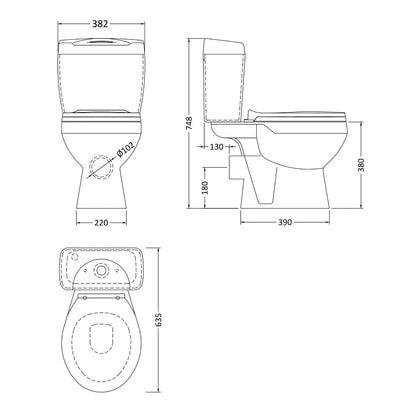 Fairford Duro Close Coupled Toilet with Seat
