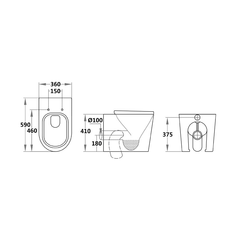 Fairford Handel Pro Back To Wall Toilet, Rimless