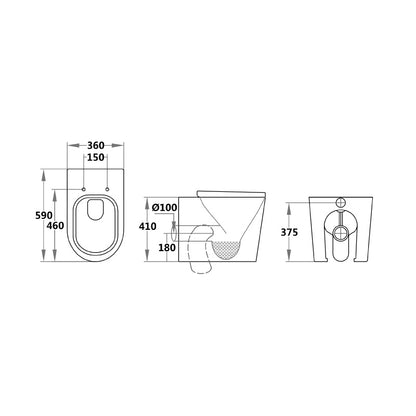 Fairford Handel Pro Back To Wall Toilet, Rimless