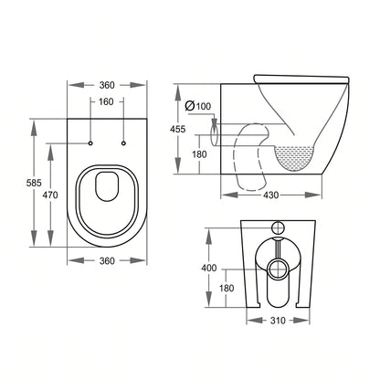 Fairford Handel Pro Rimless Comfort Height BTW WC