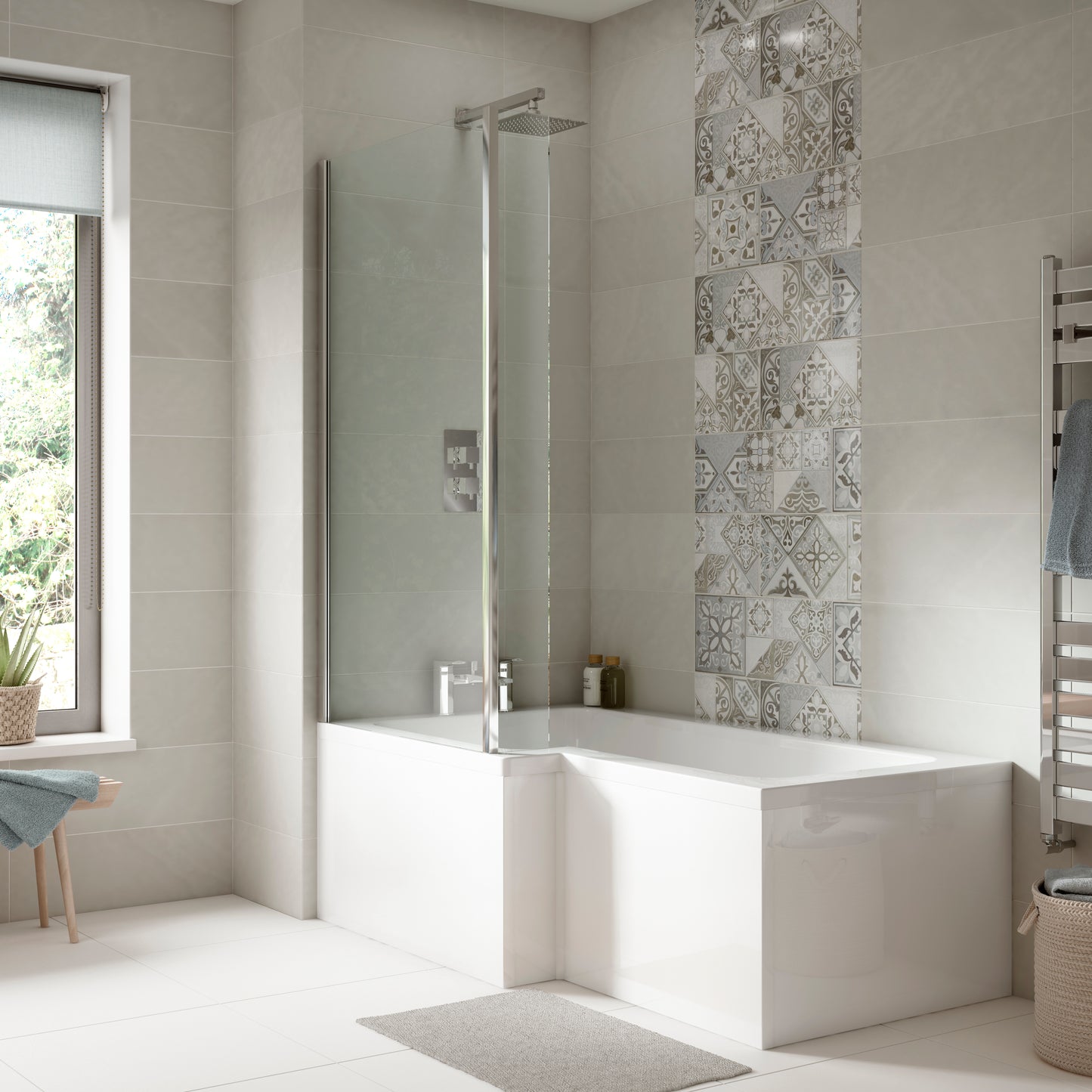 Fairford 1500 x 850mm L Shaped Left Hand Shower Bath