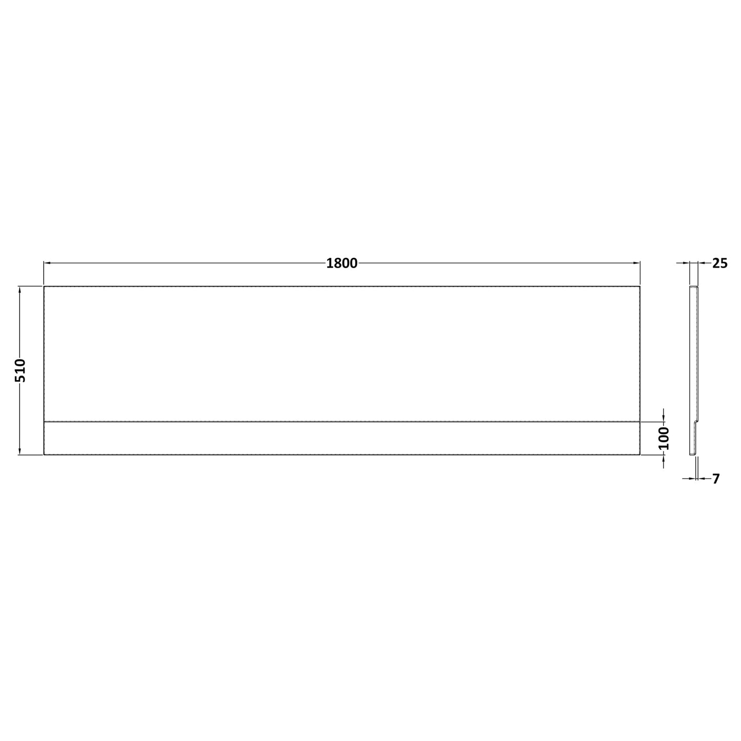 Fairford Acrylic Straight Side Panel, 1800mm