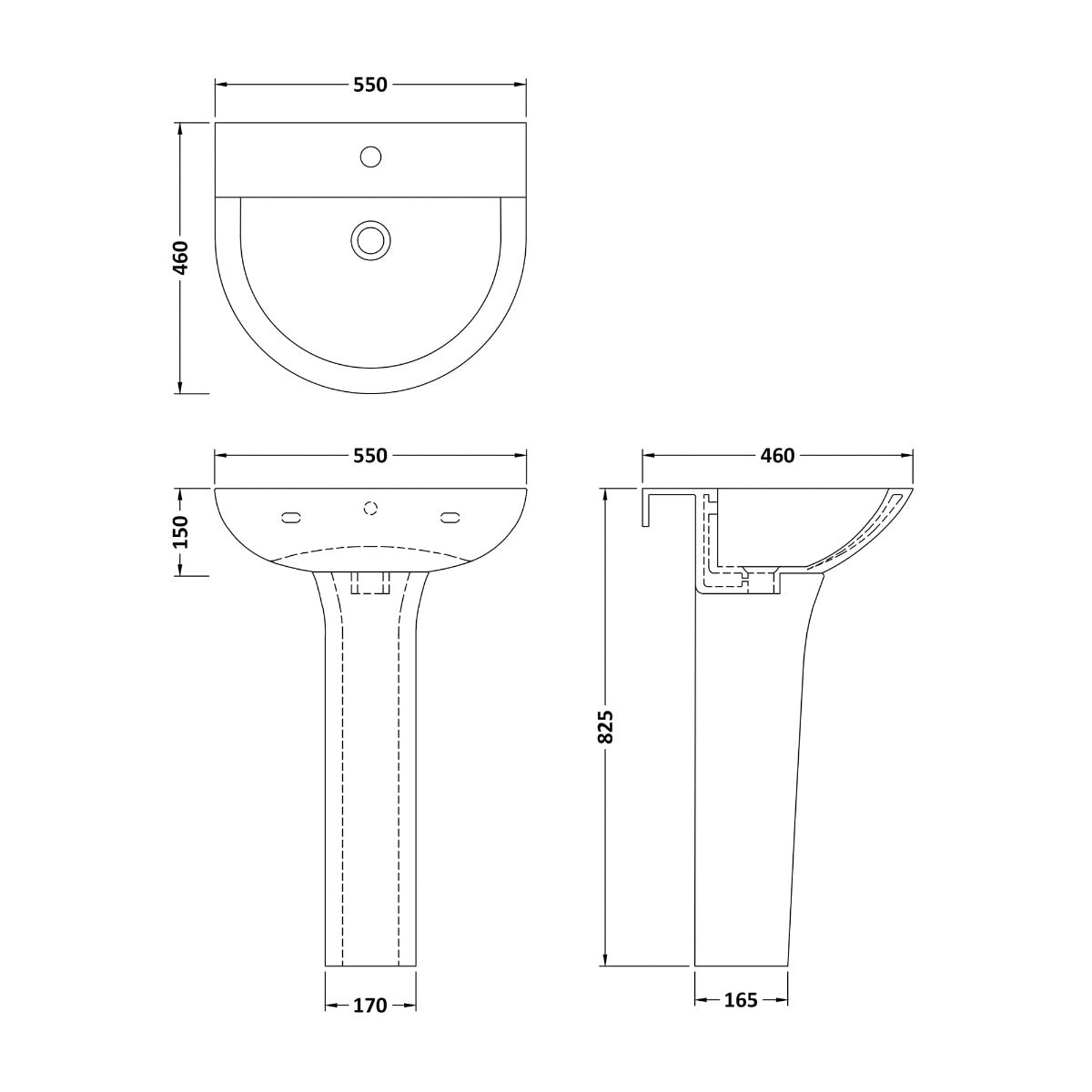 Fairford Sierra 560mm Basin and Pedestal