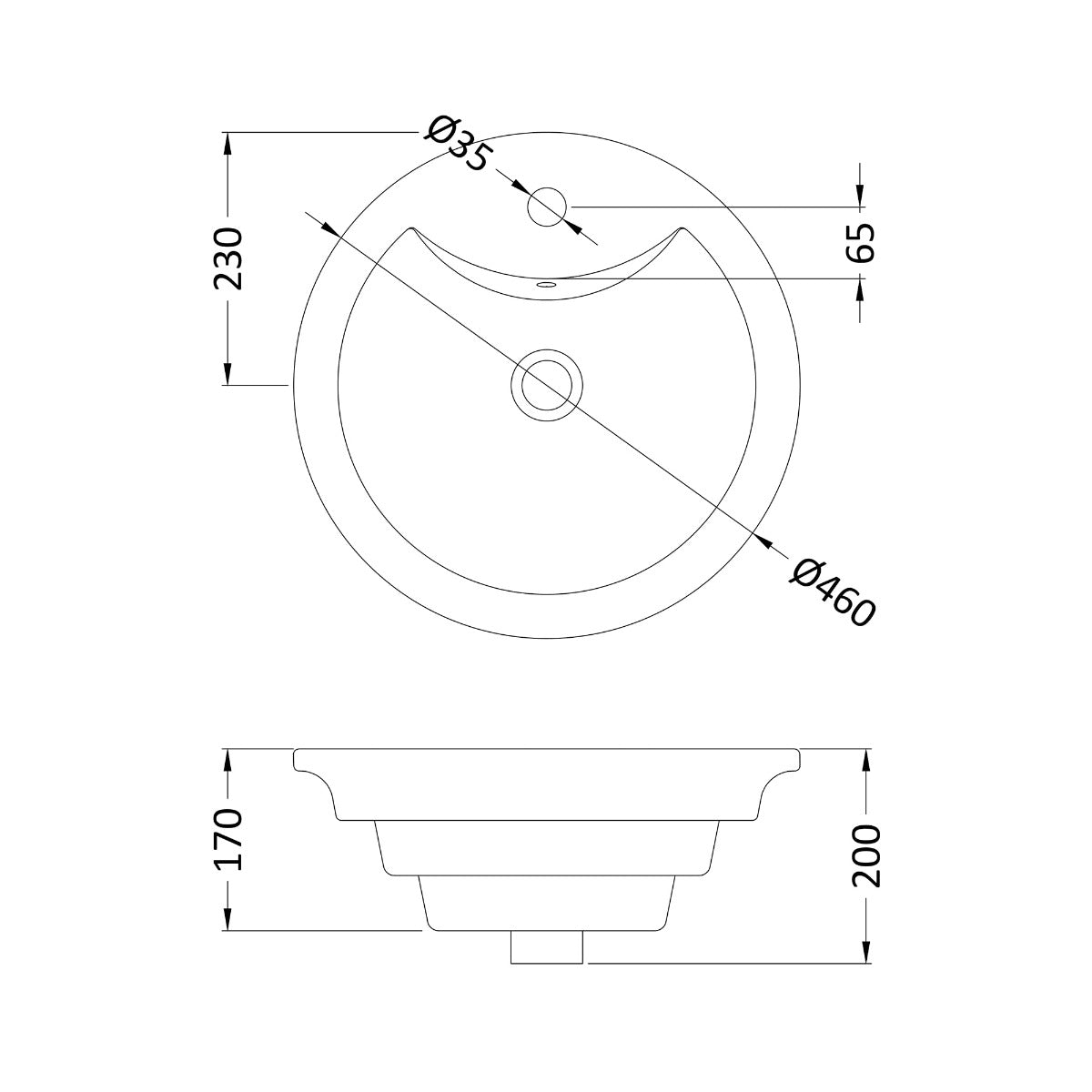 Fairford 460mm Round Ceramic Counter Top Vessel