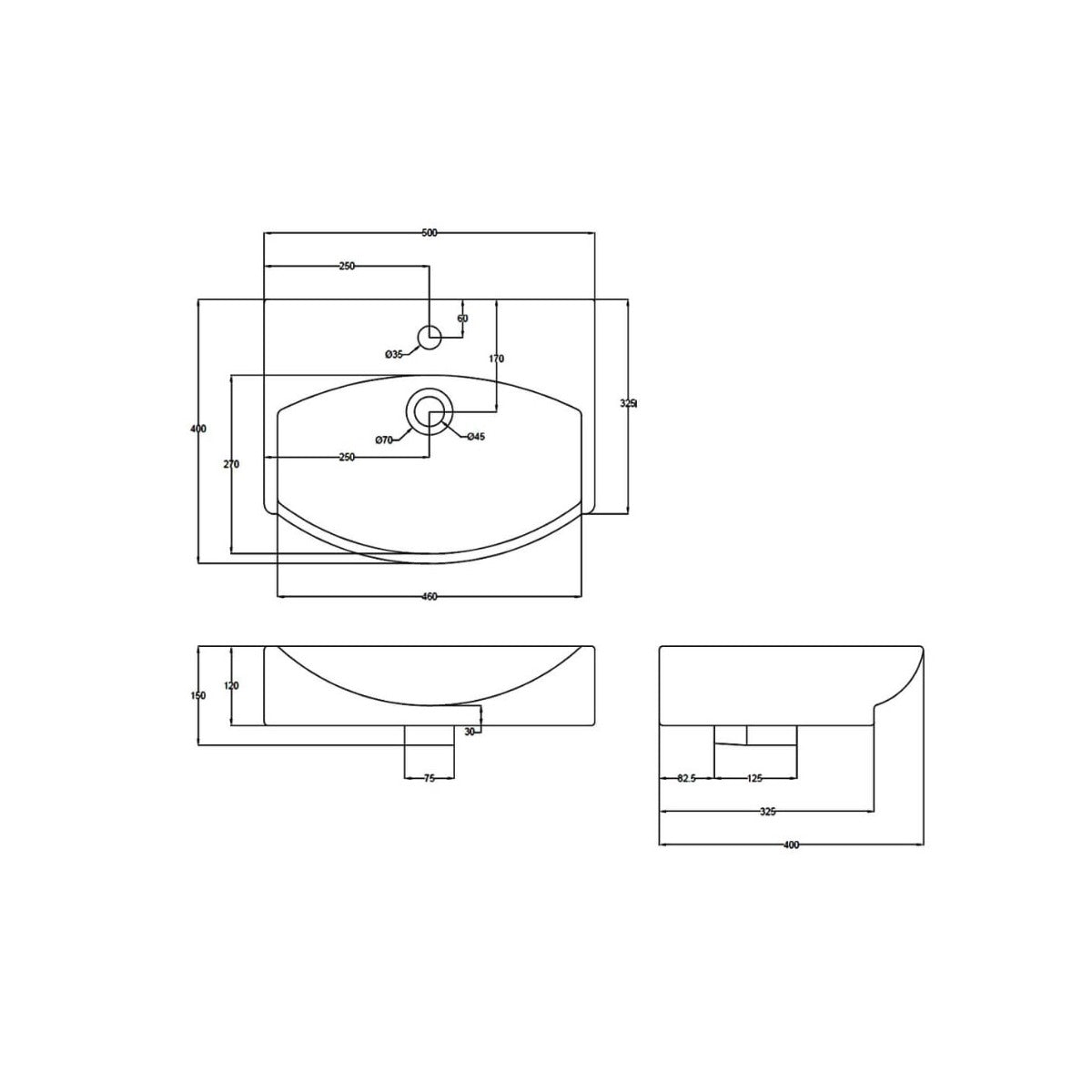Fairford 500mm Wall Hung Basin