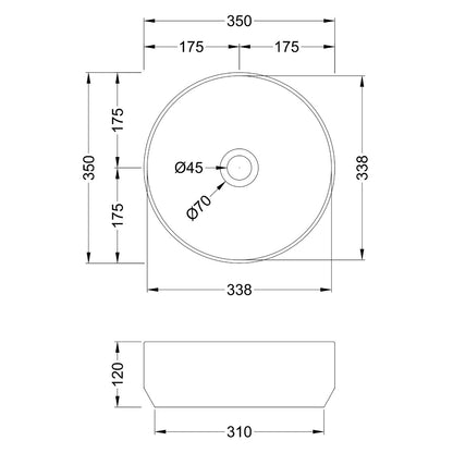 Fairford Finesse 0TH, 350 x 350 x 120mm Round Vessel
