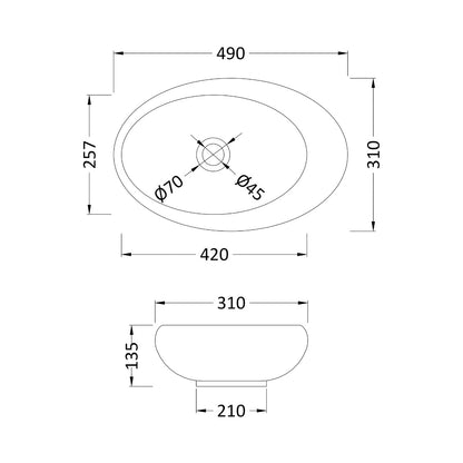 Fairford Finesse 0TH, 490 x 310 x 135mm Oval Vessel