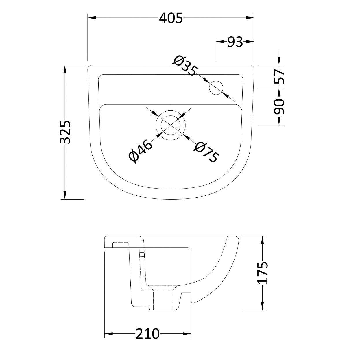 Fairford Natta 400mm, 1TH Semi Recessed Basin
