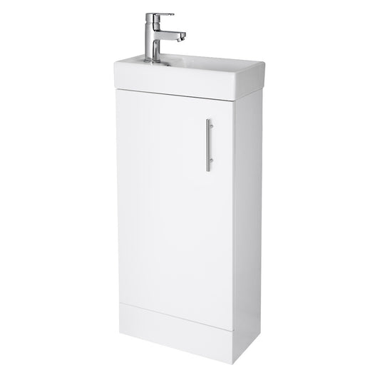 Fairford Minimalist 400mm Gloss White Floorstanding Vanity Unit