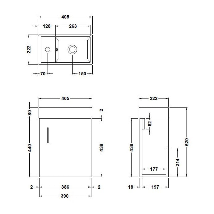Fairford Minimalist 400mm Gloss White Wall Hung Vanity Unit