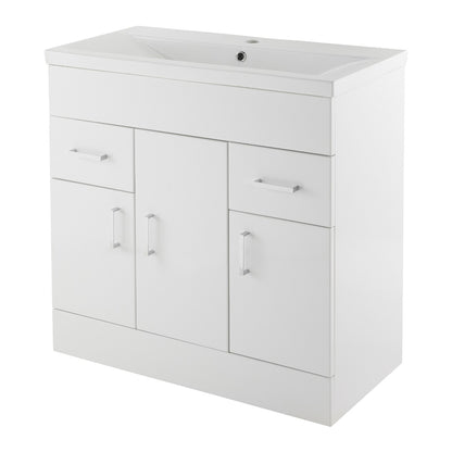 Fairford Kingsly Gloss White 800mm Floor Standing Vanity Unit
