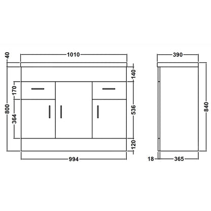Fairford Kingsly Gloss White 1000mm Floor Standing Vanity Unit