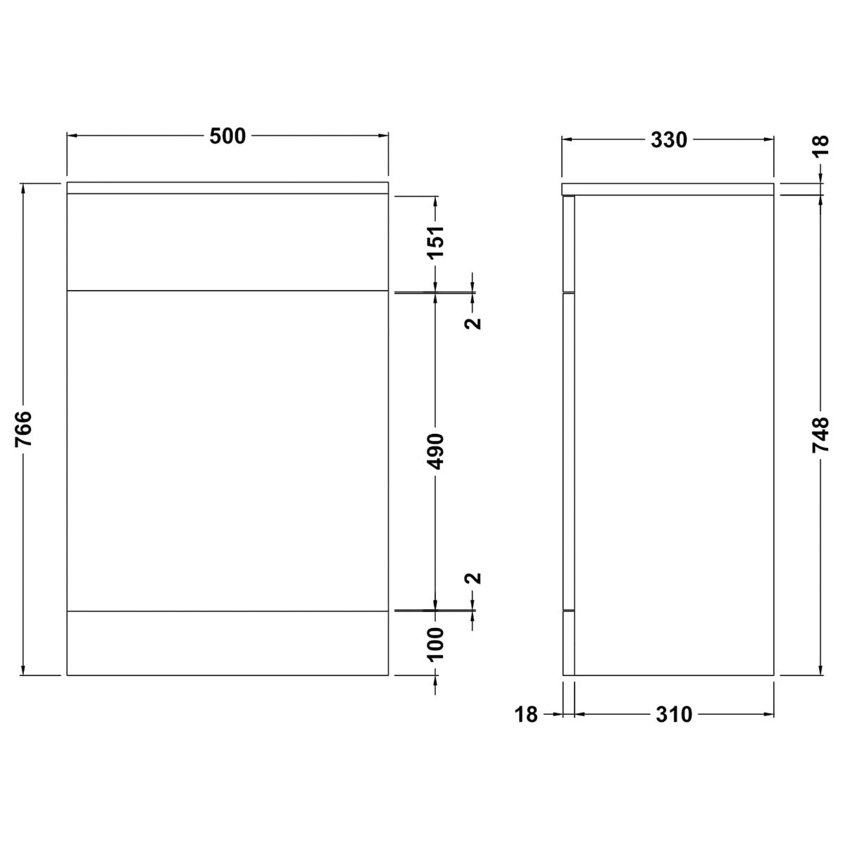 Fairford Opto 500mm Gloss White WC Unit (330mm deep)