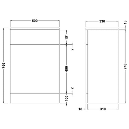 Fairford Opto 500mm Gloss White WC Unit (330mm deep)